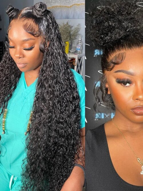 perruques cheveux naturels ondulée naturelle, cheveux bouclés