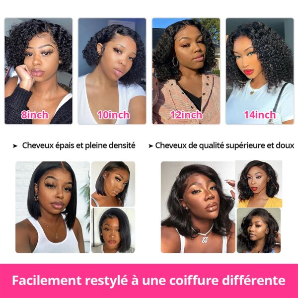 perruque cheveux humain, perruque bresillienne Perruque Bob Lace Wig brésilienne bouclée