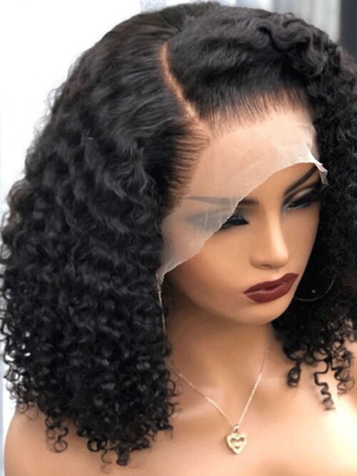 perruque cheveux humain, perruque bresillienne Perruque Bob Lace Wig brésilienne bouclée