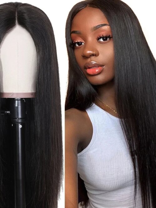 perruque synthétique longue et lisse pour femmes, postiche de Cosplay naturel