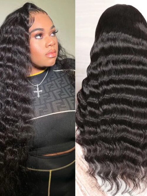 perruque femme vrai cheveux Lace Frontal Wig naturelle, cheveux humains