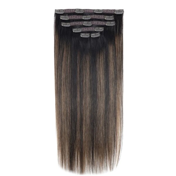 extension cheveux naturels Remy lisses avec Clips, 70g, noir, brun clair, ombré miel