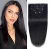 extension cheveux naturels Remy lisses avec Clips, 70g, noir, brun clair, ombré miel