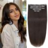 extension cheveux naturels Remy lisses avec Clips, 70g, noir, brun clair, ombré miel