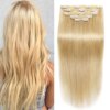 extension cheveux naturels Remy lisses avec Clips, 70g, noir, brun clair, ombré miel