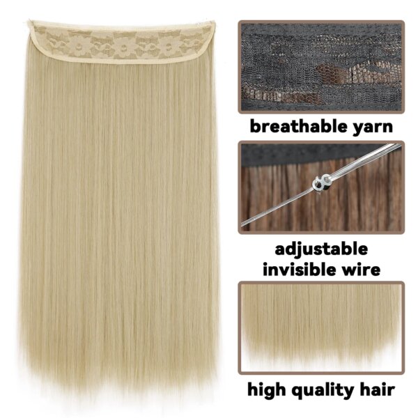 extension cheveux synthétiques sans Clip, postiche longue et lisse, noire, Blonde naturelle