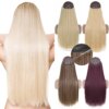 extension cheveux synthétiques sans Clip, postiche longue et lisse, noire, Blonde naturelle