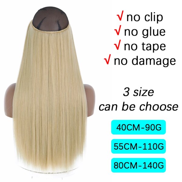 extension cheveux synthétiques sans Clip, postiche longue et lisse, noire, Blonde naturelle
