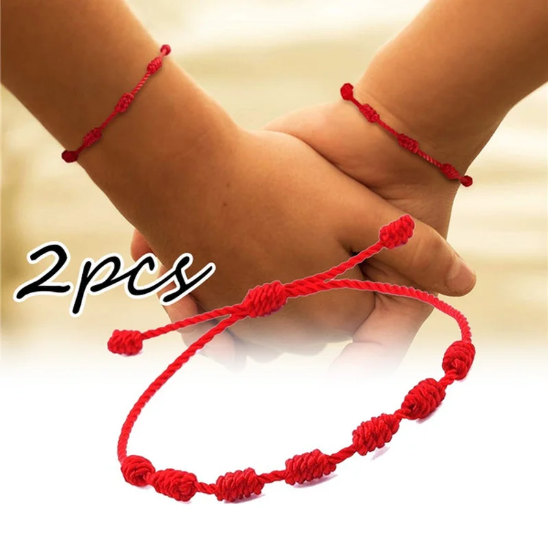 Bracelet a ficelle rouge 7 noeuds protection