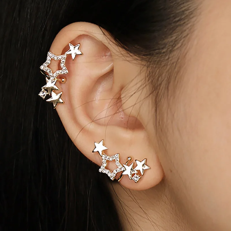 Boucles d'oreilles étoile grimpantes sans piercing
